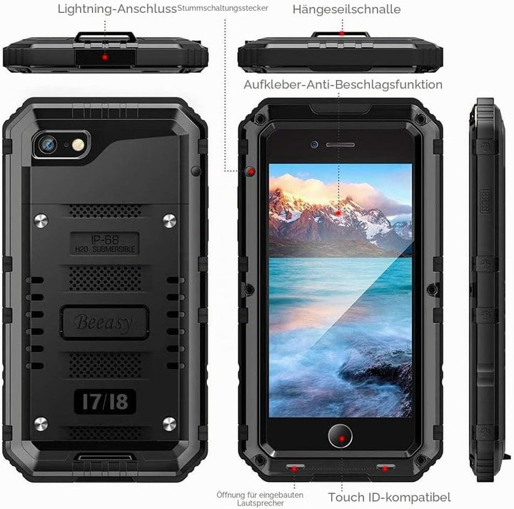 Beeasy für iPhone 8/7 Hülle, iPhone SE 2020/2022 Hülle Wasserdicht Outdoor Stossfest Handyhülle Mili