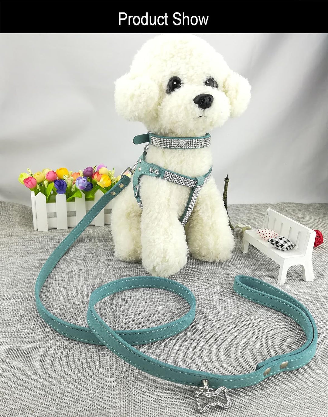 Hundehalsband &amp; Geschirr &amp; Leinen Sets Mode Komfortable Hundehalsband Diamante mit Geschirr &amp; Leinen