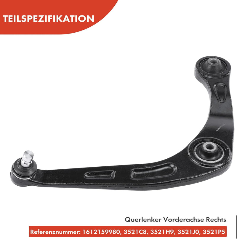 Frankberg 1x Querlenker Radaufhängung Vorne Rechts Unten Kompatibel mit 206 Schrägheck 2A/C 1.1L-2.0