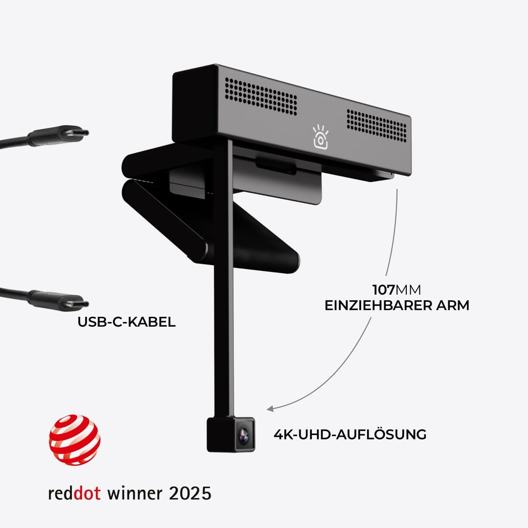 Pro 4K HD Webcam mit Mikrofon und Sichtschutzklappe,Augenkontakt-Webcam,Plug&Play mit automatischer