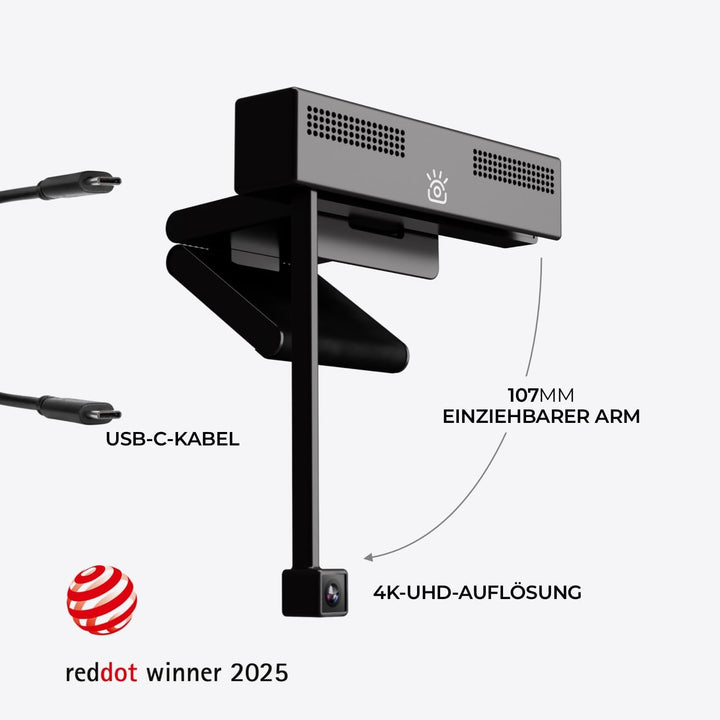 Pro 4K HD Webcam mit Mikrofon und Sichtschutzklappe,Augenkontakt-Webcam,Plug&Play mit automatischer