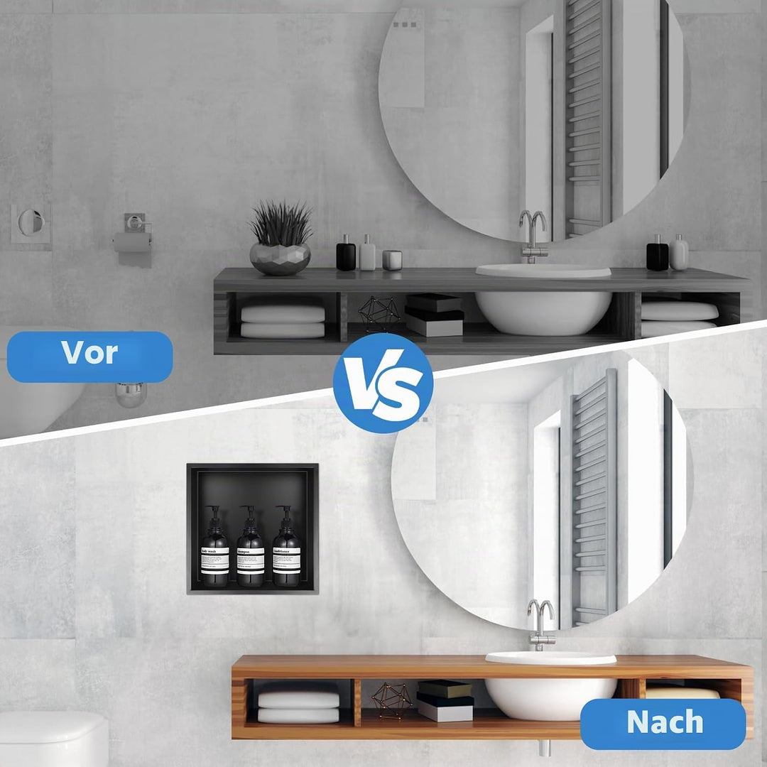DBREAKS Wandnische Dusche Edelstahl, 32 * 32 * 8.5cm Duschnische, Wandnische Einzelregal Lagerung, D