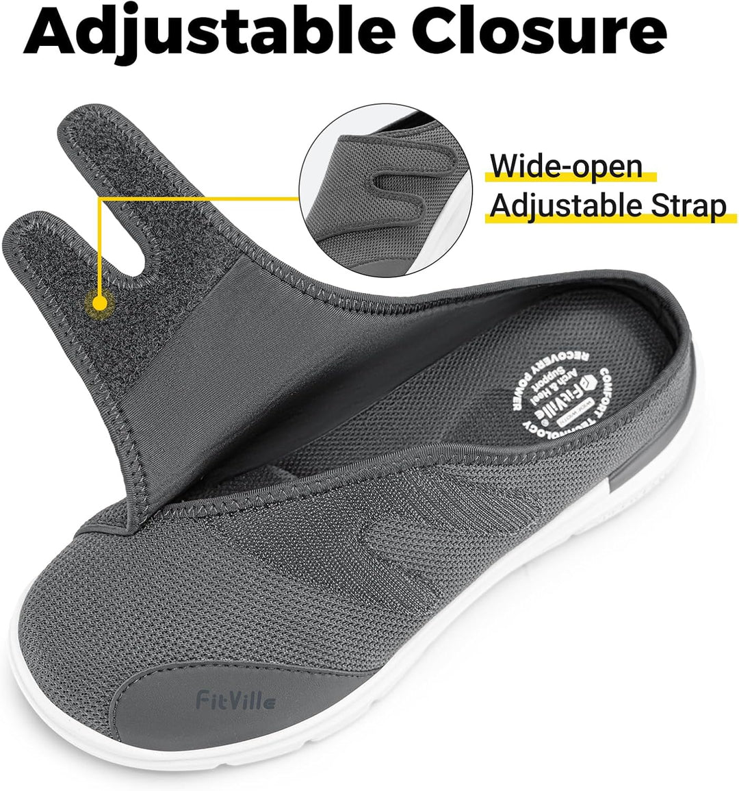 FitVille Diabetikerslipper Herren Extra Weit Gesundheitsschuhe mit Klettverschluss Orthopädische Hau