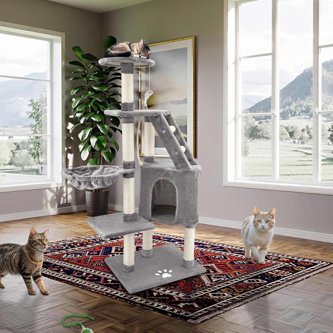 Beltom® KRATZBAUM KATZENKRATZBAUM KLETTERBAUM KATZENBAUM SPIELBAUM Park Spiele H. 120 cm - Grau, Gra