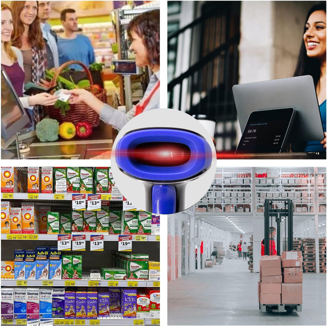 LENVII Wireless Barcode Scanner 2D 1D QR Wireless 2.4GHz + Wired USB 2.0 Handheld Bar Code Reader QR