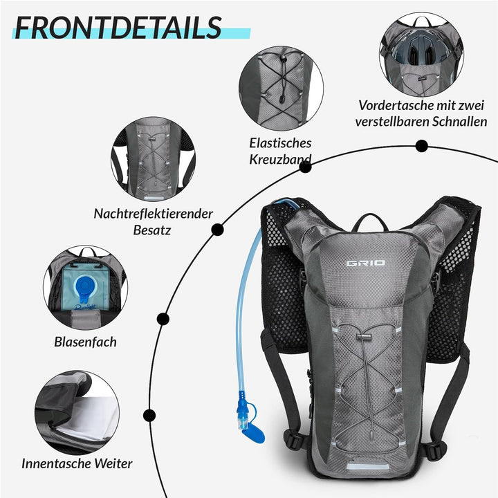 GRIO Laufweste Herren Damen,Trailrunning Rucksack,Ltrinkrucksack Laufen,Jogging Tasche,Es Ist Perfek