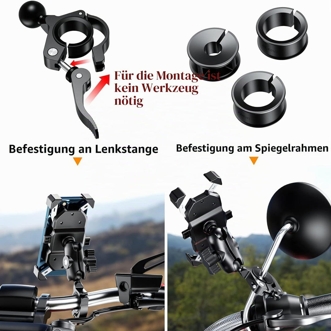 BRCOVAN 2St, Lenkerklemmhalterung aus Aluminiumlegierung mit 1 Zoll TPU-Kugel für Schienendurchmesse