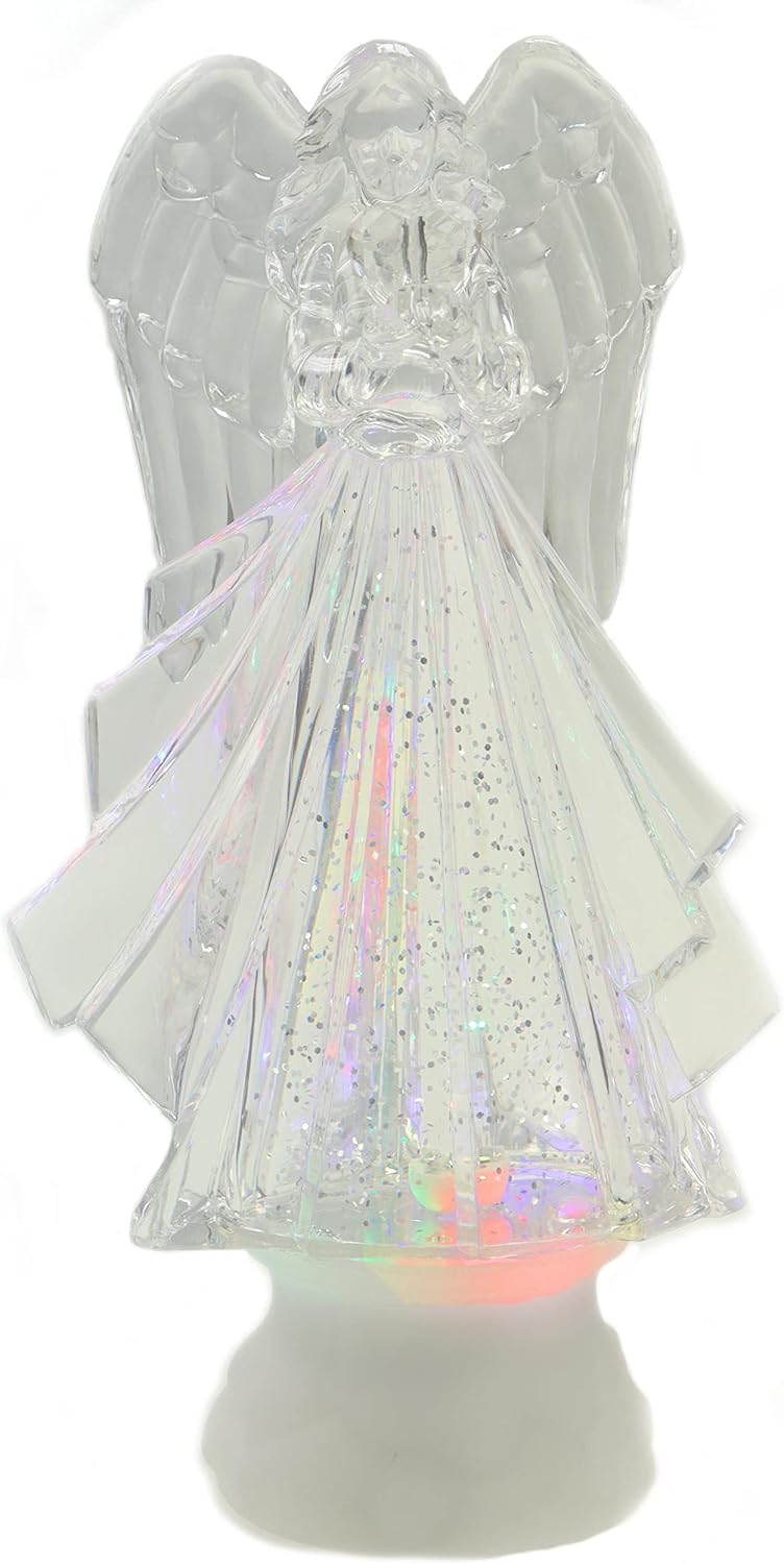 Schneekugel mit bunter Regenbogen LED Beleuchtung & Glitzerantrieb 11,5 * 7,5 * 22 cm als Weihnachts