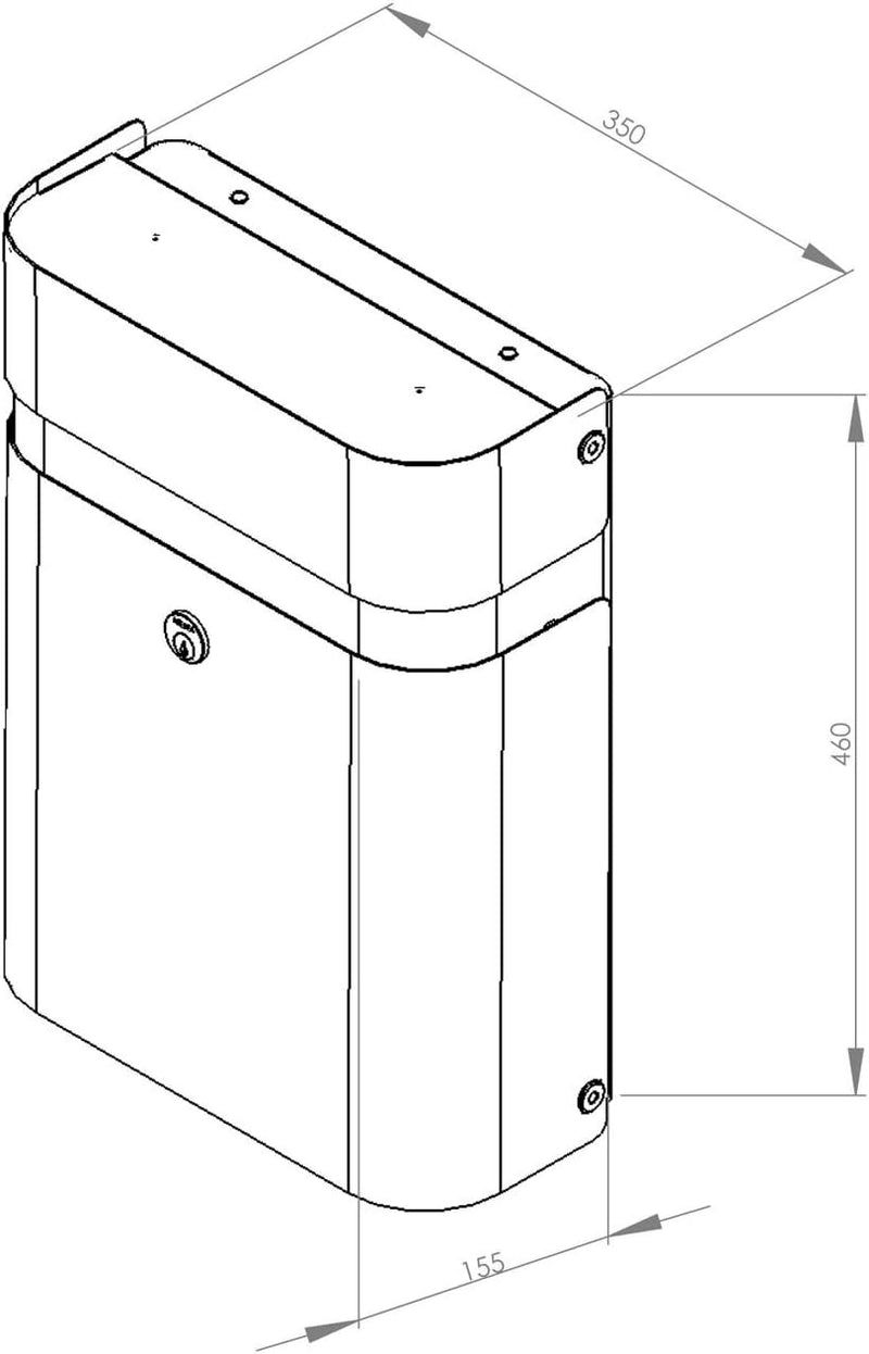 MEFA Briefkasten JUDO 640 (Farbe Tiefschwarz, Einwurfklappe oben, Entnahme vorne, Grösse: 490x350x15