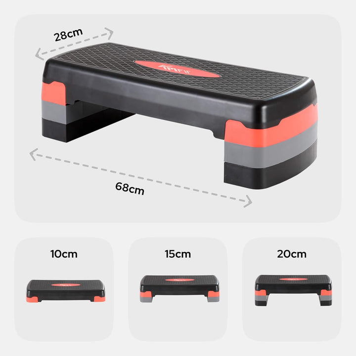 KM-Fit Fitness Stepper | Steppbrett Aerobic Stepper für zuhause | Step-Bench 3-fach höhenverstellbar