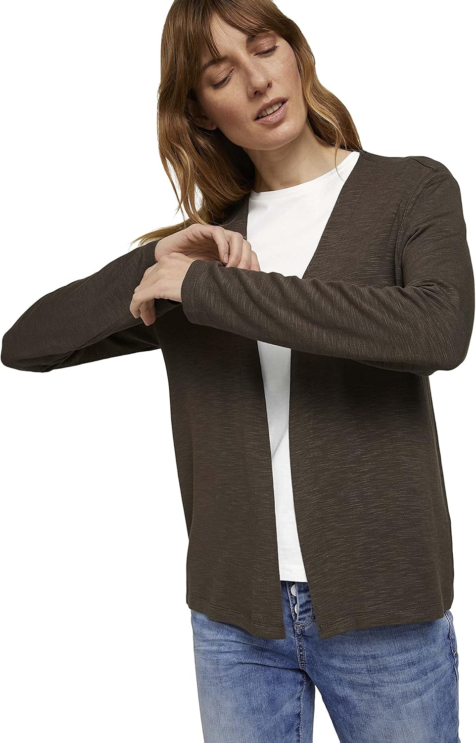 TOM TAILOR Damen 1025786 Cardigan T-Shirt, 10669-Grape Leaf Green, S