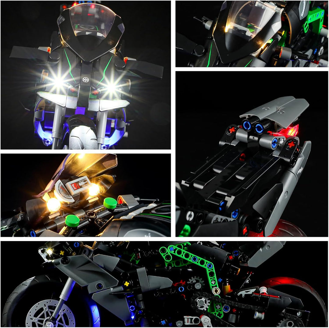 YEABRICKS LED Licht für Lego-42170 Technic Kawasaki Ninja H2R Motorrad Bausteine Modell (Lego Set Ni
