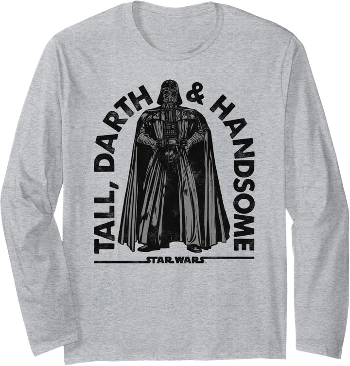 Star Wars Darth Vader Darth & Handsome Text Portrait Langarmshirt