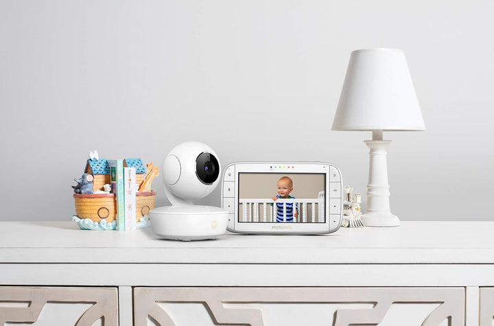 Motorola MBP 55 Video-Babyphone mit Schwenk,Neige-und Zoomfunktion,5,0 Zoll Farbdisplay, Nachtsicht,