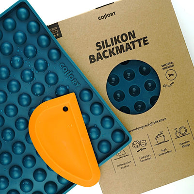 Collory Grosse Halbkugel (2cm) Silikon Backmatte und Teigschaber Set, DIY Hundekekse, Pralinen und B