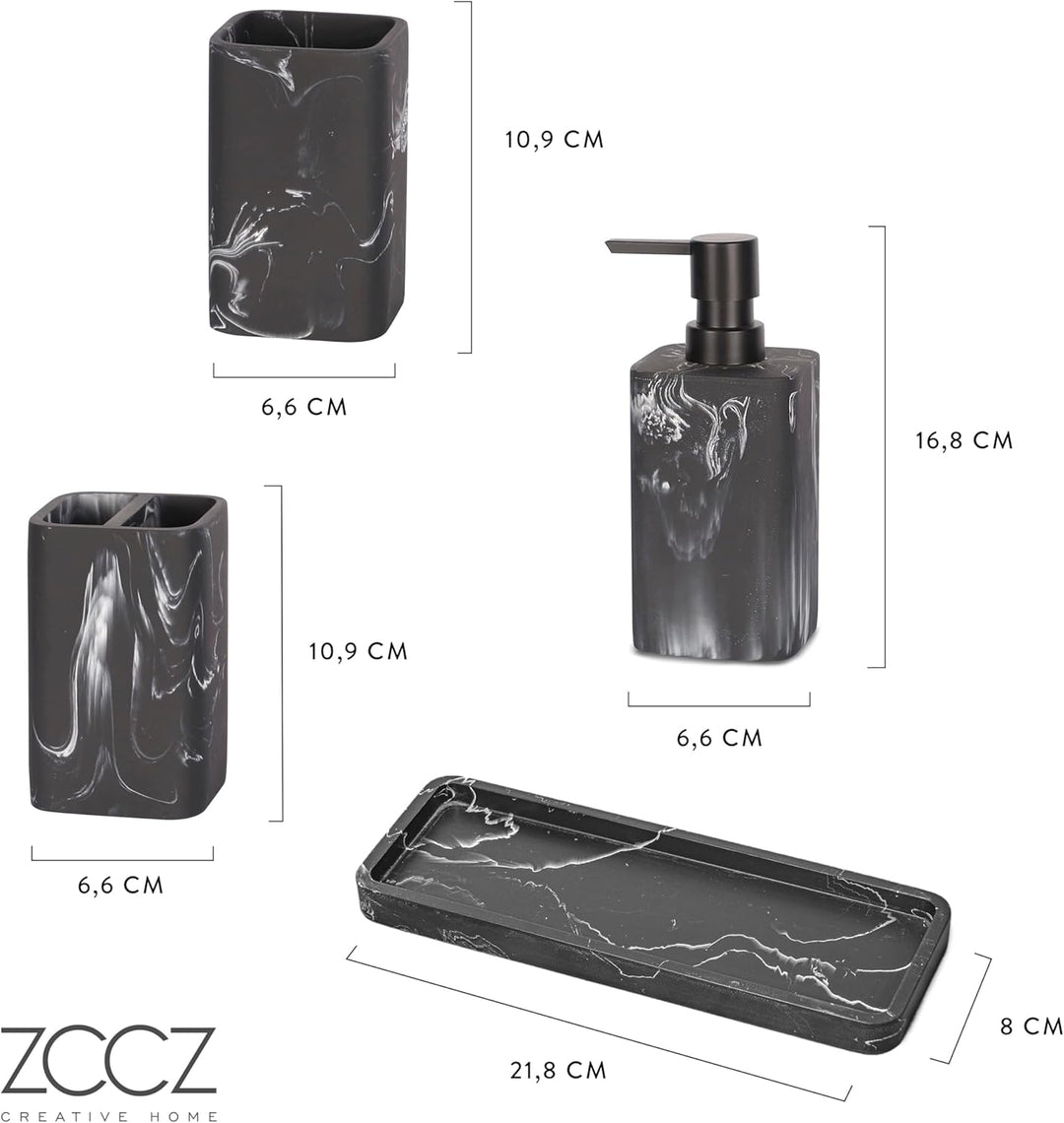 ZCCZ Badezimmer Set – 4 Teile – Badezimmer Organizer mit Zahnbürstenhalter, Zahnputzbecher, Seifensp