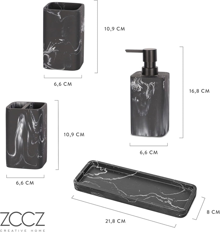 ZCCZ Badezimmer Set – 4 Teile – Badezimmer Organizer mit Zahnbürstenhalter, Zahnputzbecher, Seifensp