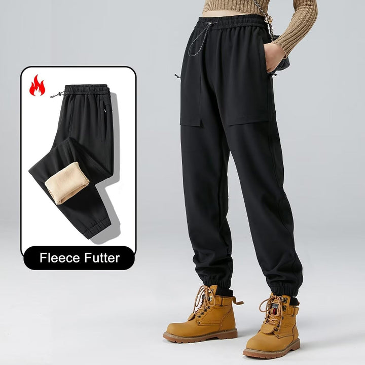 FLYGAGA Damen Wanderhose Wasserdicht Softshellhose Jogginghose Fleece Gefüttert Warm Winddicht Winte
