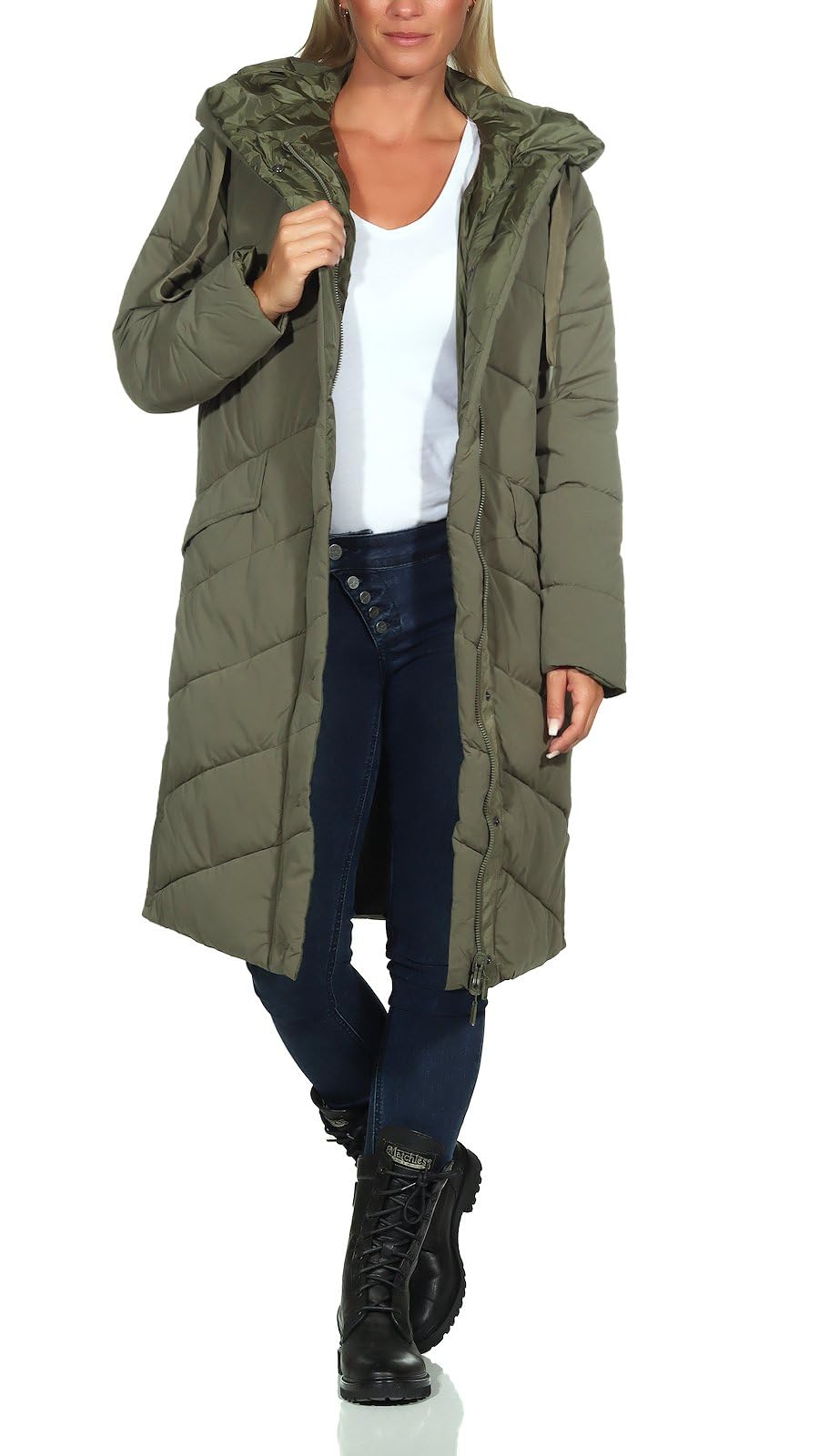 Hailys Damen Steppmantel Ca44rlotta mit Kapuze S khaki, S khaki