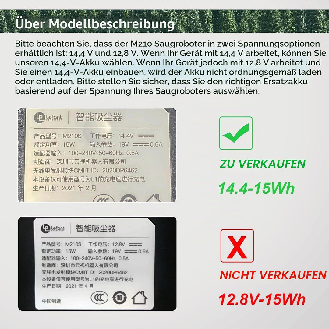 ANTIEE Ersatz Akku 14.4V 2600mAh für Lefant M210 M210B M210P M213 M213S Vacuum Roboter Staubsauger –
