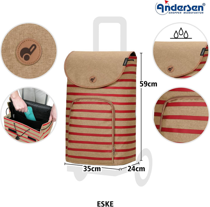 Andersen Einkaufstrolley Ersatztasche - 47 Liter - Fronttasche - extra Innenfach - wasserabweisend -