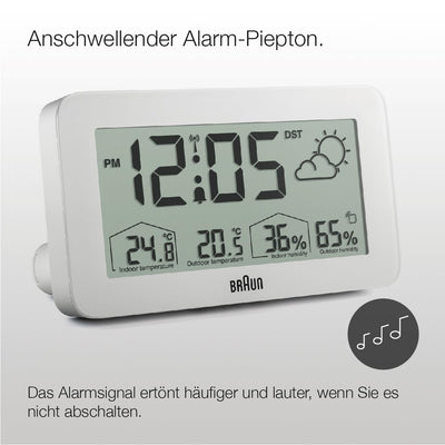 Braun Central European Time Zone (DCF) Digitale Funkwetterstation mit Innen- und Aussentemperatur- u