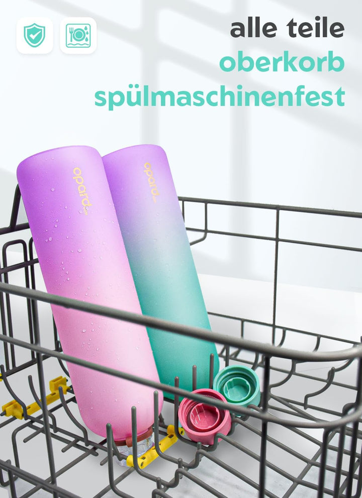 Opard Slim Pro Trinkflasche 1L,Auslaufsicher Wasserflasche SportBPA Frei, SpulmaschinenfestKunststof