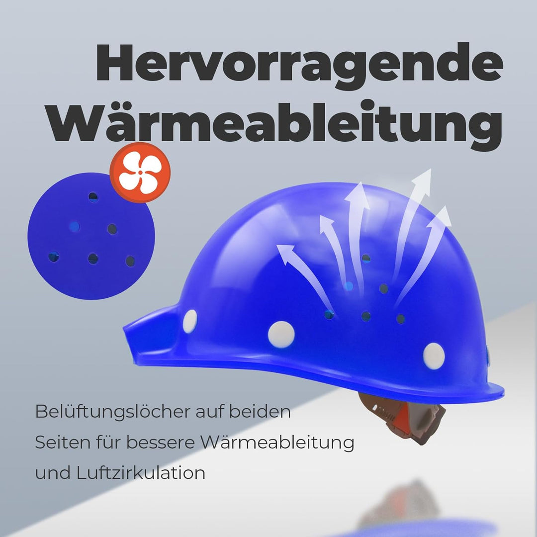 Bauhelm EN397, Mustbau Sicherheitsheilm, Arbeitshelm Schutzhelm für 53-65 cm Kopfumfang verstellbar,