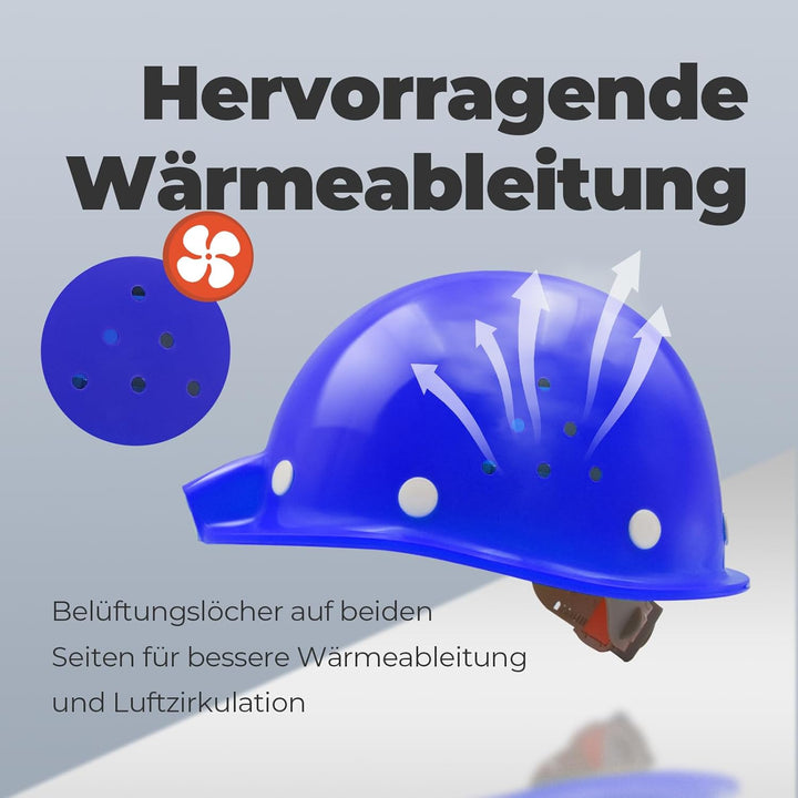 Bauhelm EN397, Mustbau Sicherheitsheilm, Arbeitshelm Schutzhelm für 53-65 cm Kopfumfang verstellbar,