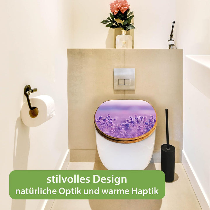 banjado Design WC Sitz Bambus Absenkautomatik 45,8x37,5cm - Toilettendeckel mit Absenkautomatik Holz