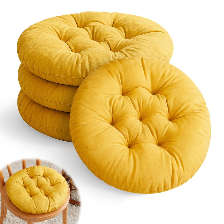 4er Set Stuhlkissen Rund 40cm, Runden Sitzkissen Gefüllte Sitzkissen, Weiche Kissen, Weiche Sitzkiss