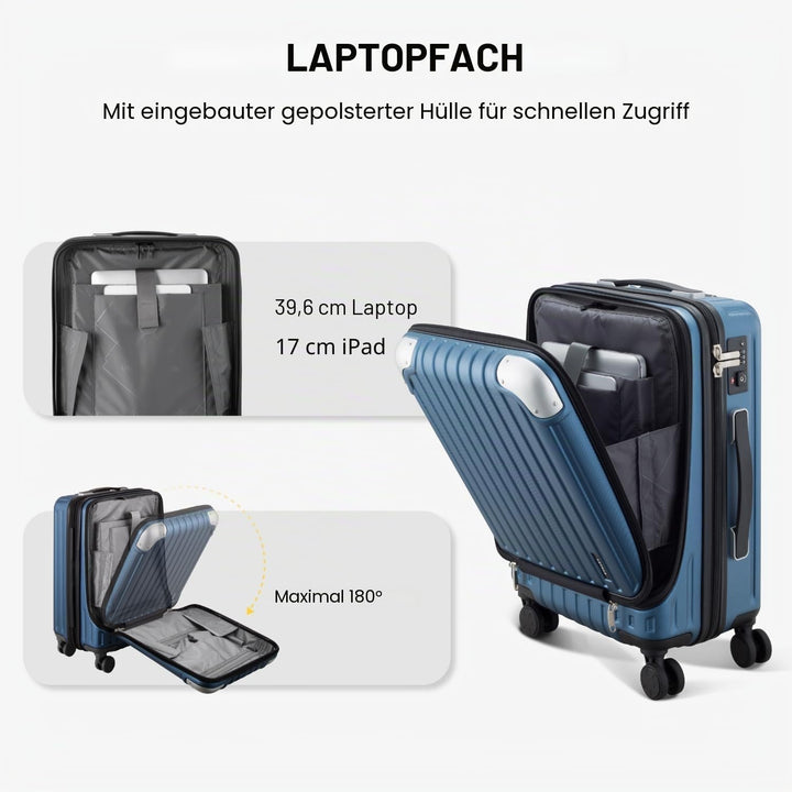 LEVEL8 Koffer Trolleys Handgepäck Hartschalenkoffer Rollkoffer Reisekoffer, TSA Blau 20'' 37*24*55.5