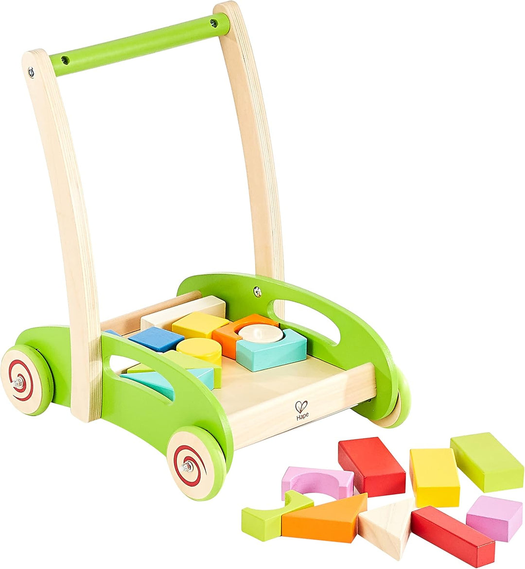 Hape E0371 Block and Roll - Wooden Block Activity Push Along Toy