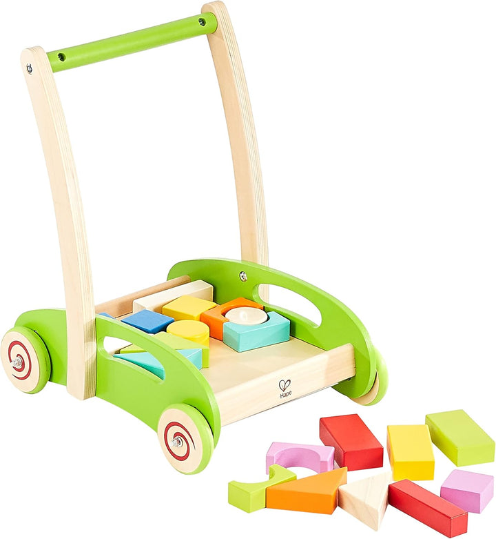 Hape E0371 Block and Roll - Wooden Block Activity Push Along Toy