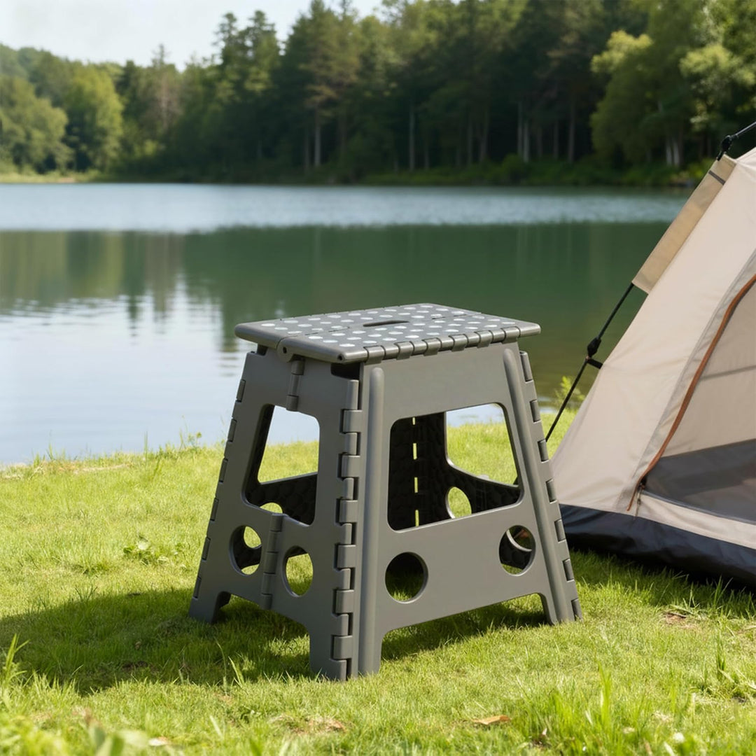 relaxdays Klapphocker faltbar, 2er Set, Camping Hocker, grosser Badhocker, bis 150 kg, Kunststoff, H