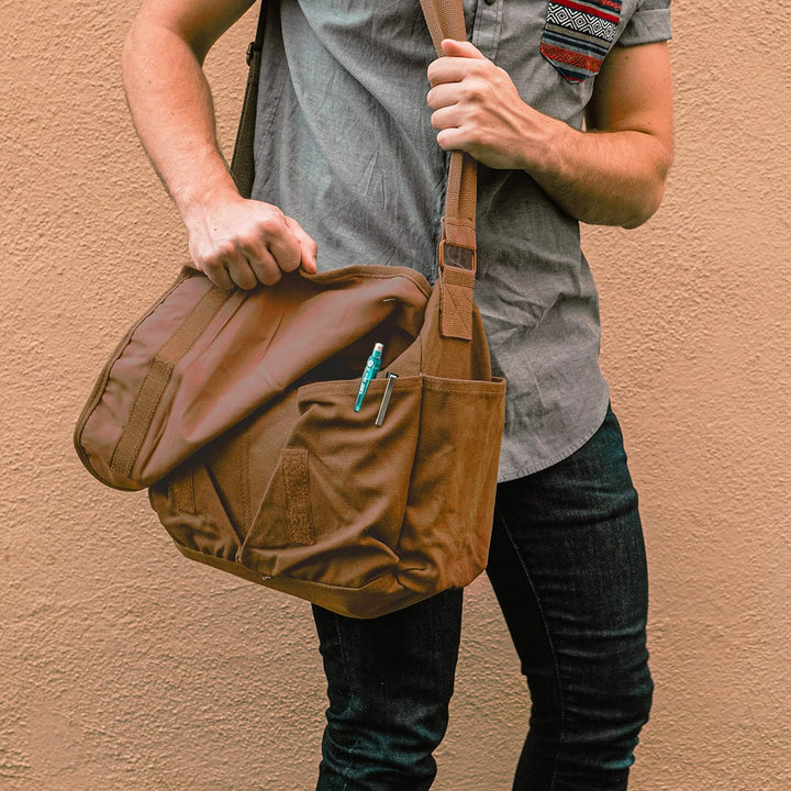 Sweetbriar Classic Vintage Messenger Bag - Original Heavyweight Cotton Canvas Shoulder Bag with Upgr