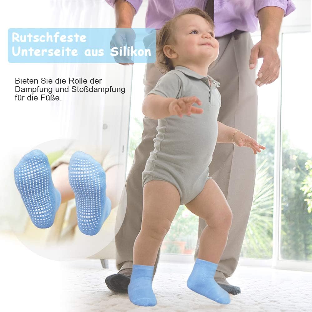 GRPSKCOS Rutschfeste Socken Kinder 12 Paar Stoppersocken Kinder ABS Socken Kinder Antirutschsocken f