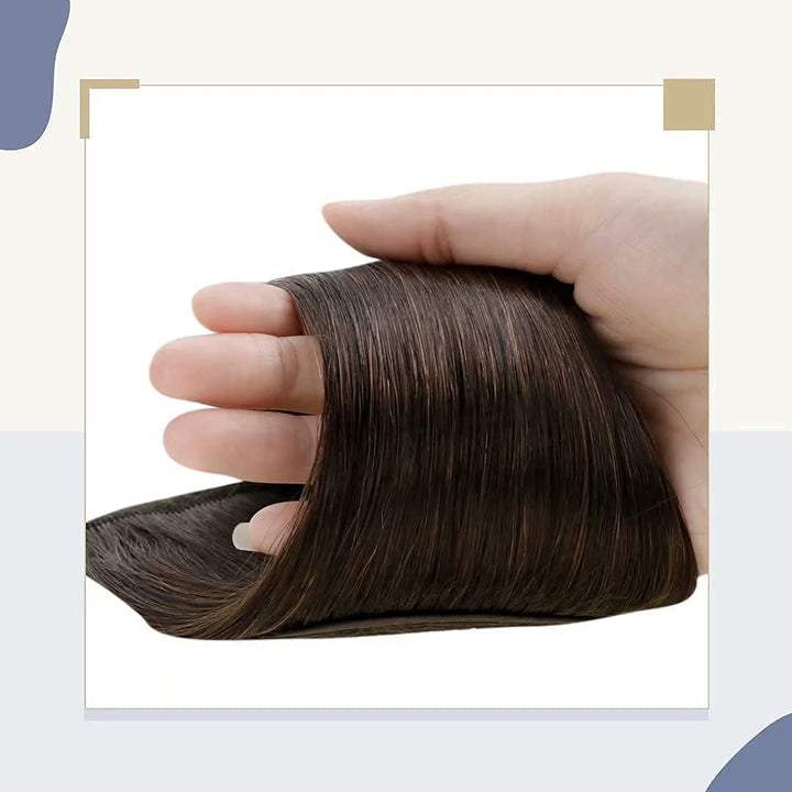 LaaVoo Ponytail Extensions Echthaar Braun Pferdeschwanz Extensions Echthaar Dunkelbraun Zopf Extensi