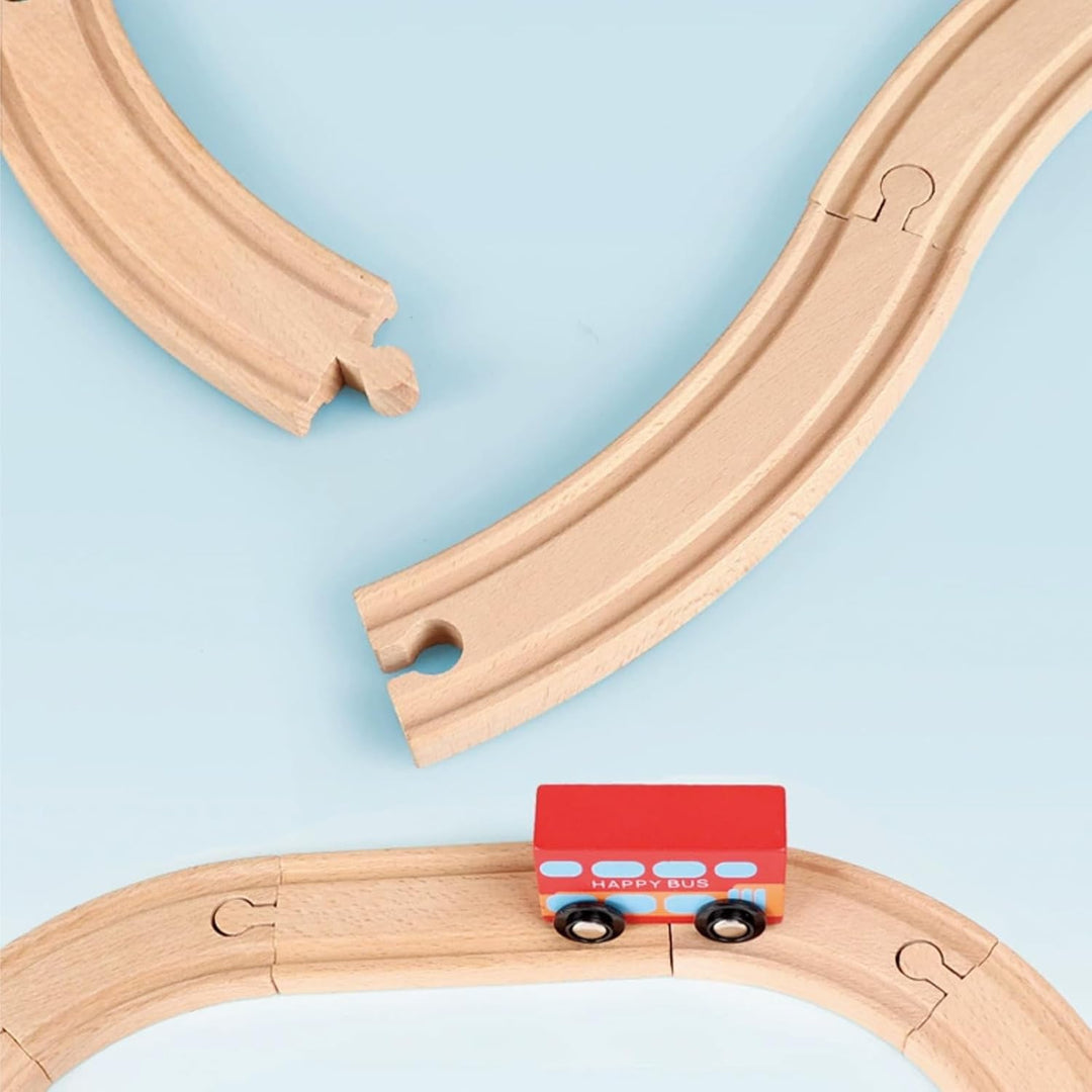 33pcs Holzeisenbahn Schienen | Mit S-Schiene, Kreuzung, Weichen | Kompatibel mit Eisenbahn Marken |