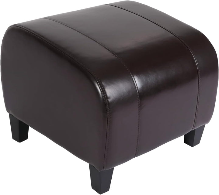 Mendler Hocker Sitzwürfel Sitzhocker Emmen, Leder + Kunstleder, 37x45x47 cm - braun