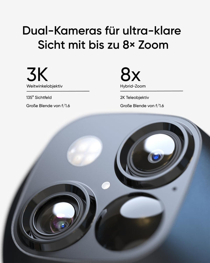 eufy Security SoloCam S340, Überwachungskamera aussen solar, 360°-Überwachung, Keine Toten Winkel, Ü