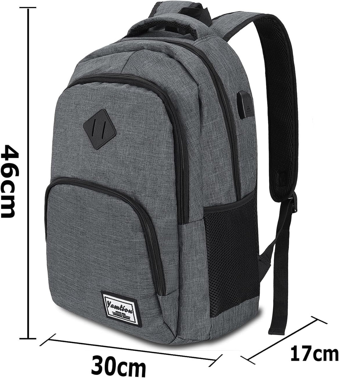 YAMTION Laptop Rucksack,Rucksack Herren mit USB-Ladeanschluss Schulrucksack Jungen Teenager mit 15,6