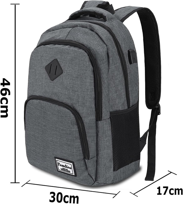YAMTION Laptop Rucksack,Rucksack Herren mit USB-Ladeanschluss Schulrucksack Jungen Teenager mit 15,6