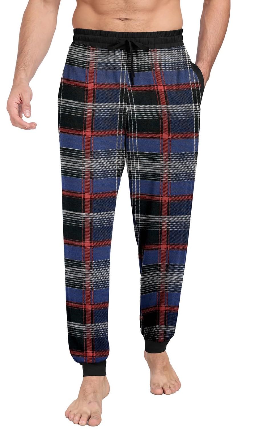 PrinStory Schlafanzughosen Für Herren Lang Pyjamahose Mit Taschen Elastischem Bund Schlafhose Lounge