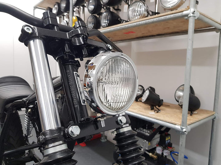 5" Frontscheinwerfer Motorrad - Schale - 12V 55W in Chrom für Projekt Massgefertigt Fahrrad