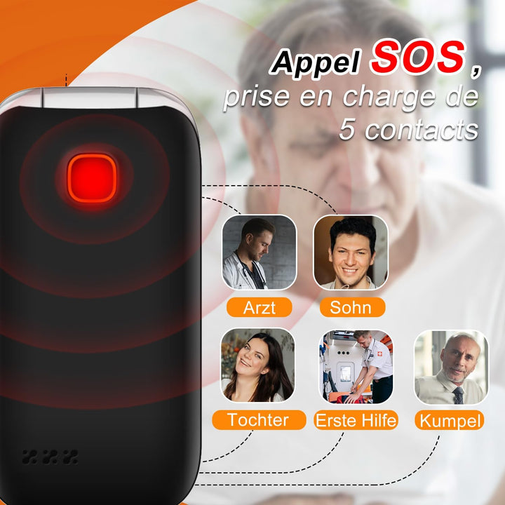 Melefon 4G Flip Handy für ältere Menschen, Telefon mit grosser Taste, lauter Lautstärke, 2,4+1,44 Zo