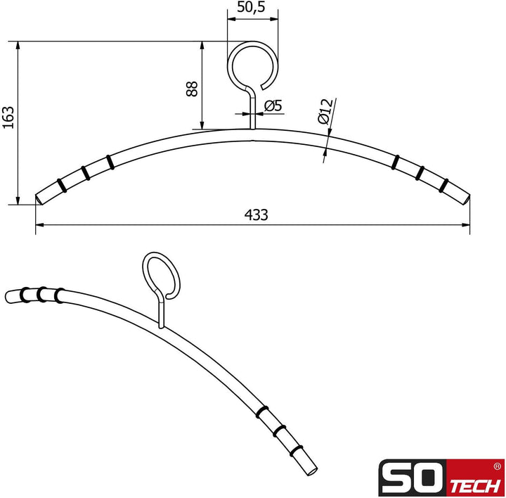 SOTECH 5 Stück Design Kleiderbügel Edelstahl SS201 mit Antirutschringen (Öse 360 Grad drehbar, Rundr