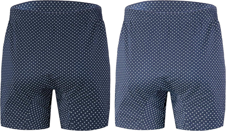 Sesto Senso Schlafanzughose Herren Kurz Baumwolle Pyjamahose 1er 2er Pack L 2er Pack Anker - Dunkelb