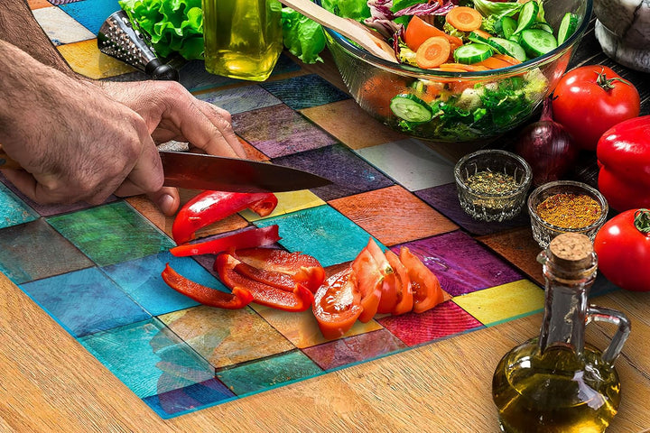 TMK ArtDeko Herdabdeckplatte 2 Teilig 40x52 + 45x52 cm - Spritzschutz Herdabdeckung – Herdschutz aus