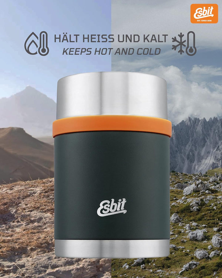 Esbit Thermobehälter Sculptor für Essen - Warmhaltebehälter 750 ml in Forest Green - aus Edelstahl f